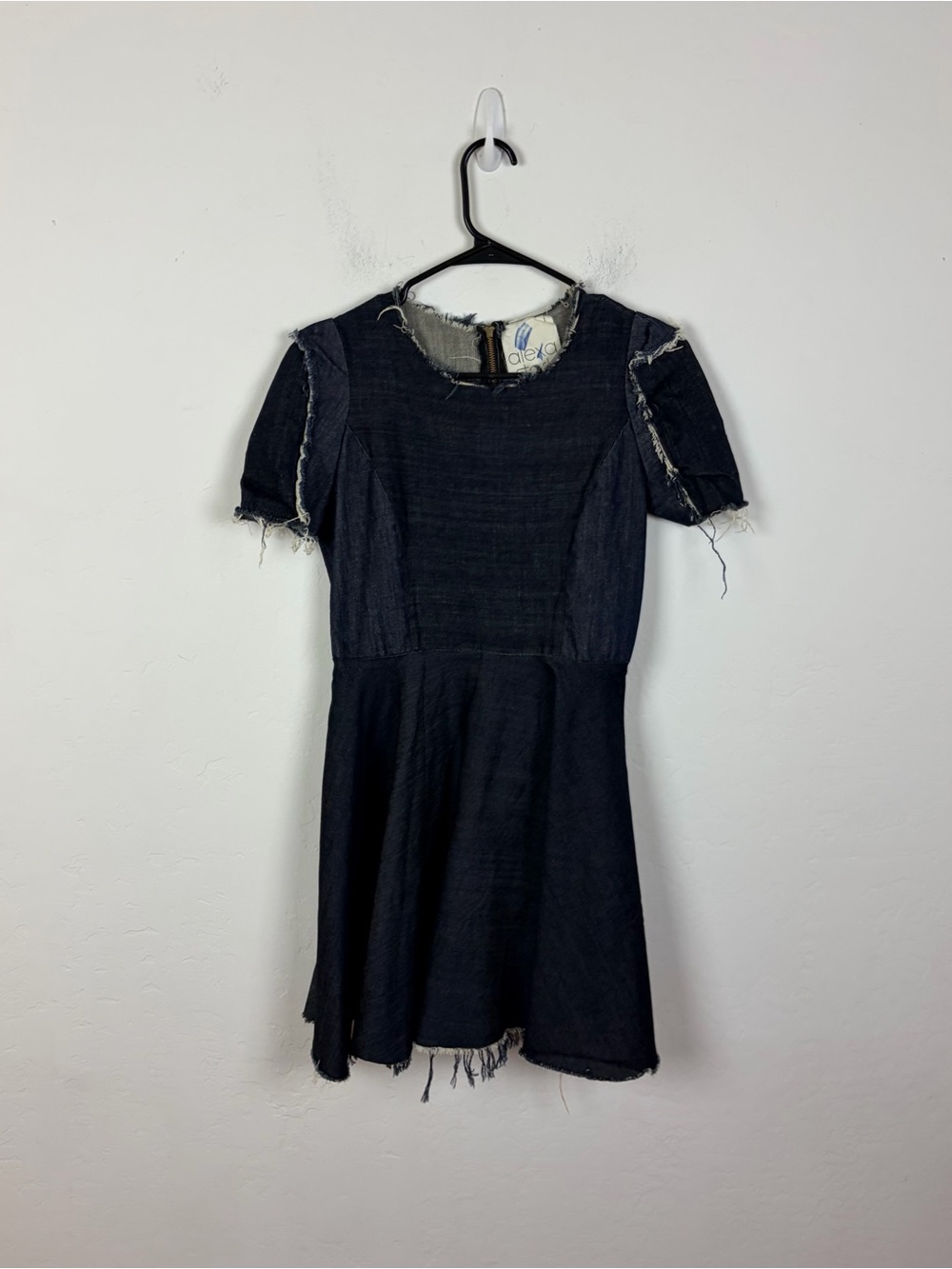 Alexa Stark Denim Frayed Hem Mini Dress